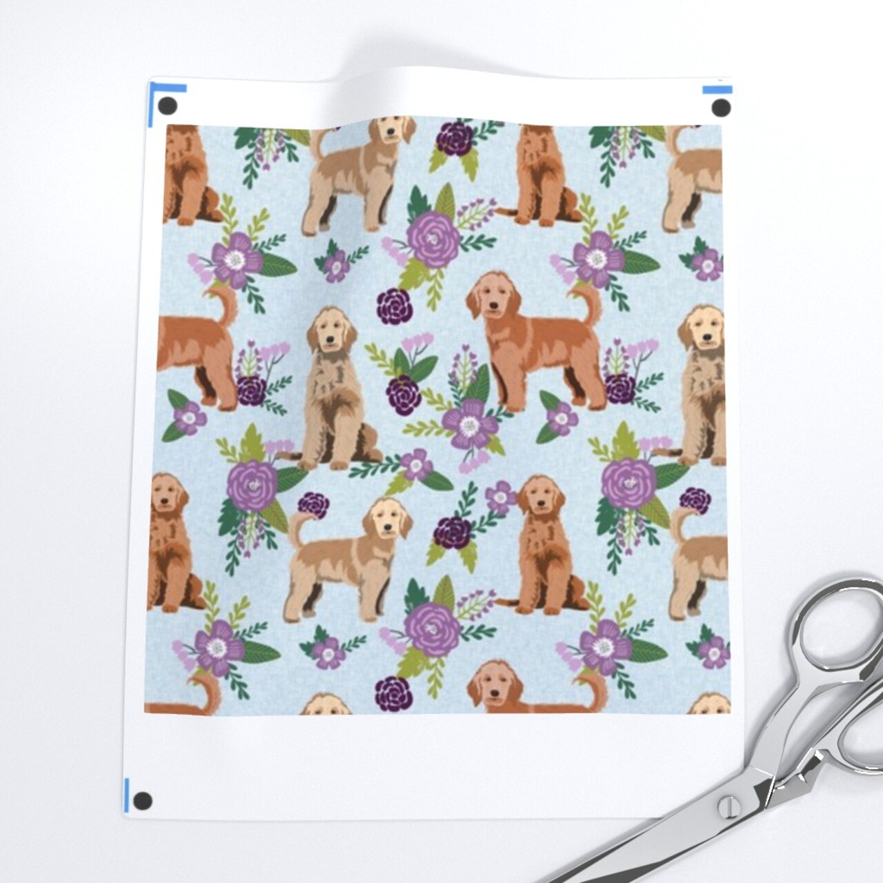 Golden Doodle Floral Purple Custom Printed Fabric by Spoonflower Various Fabrics by the Yard or Fat Quarter 9618703